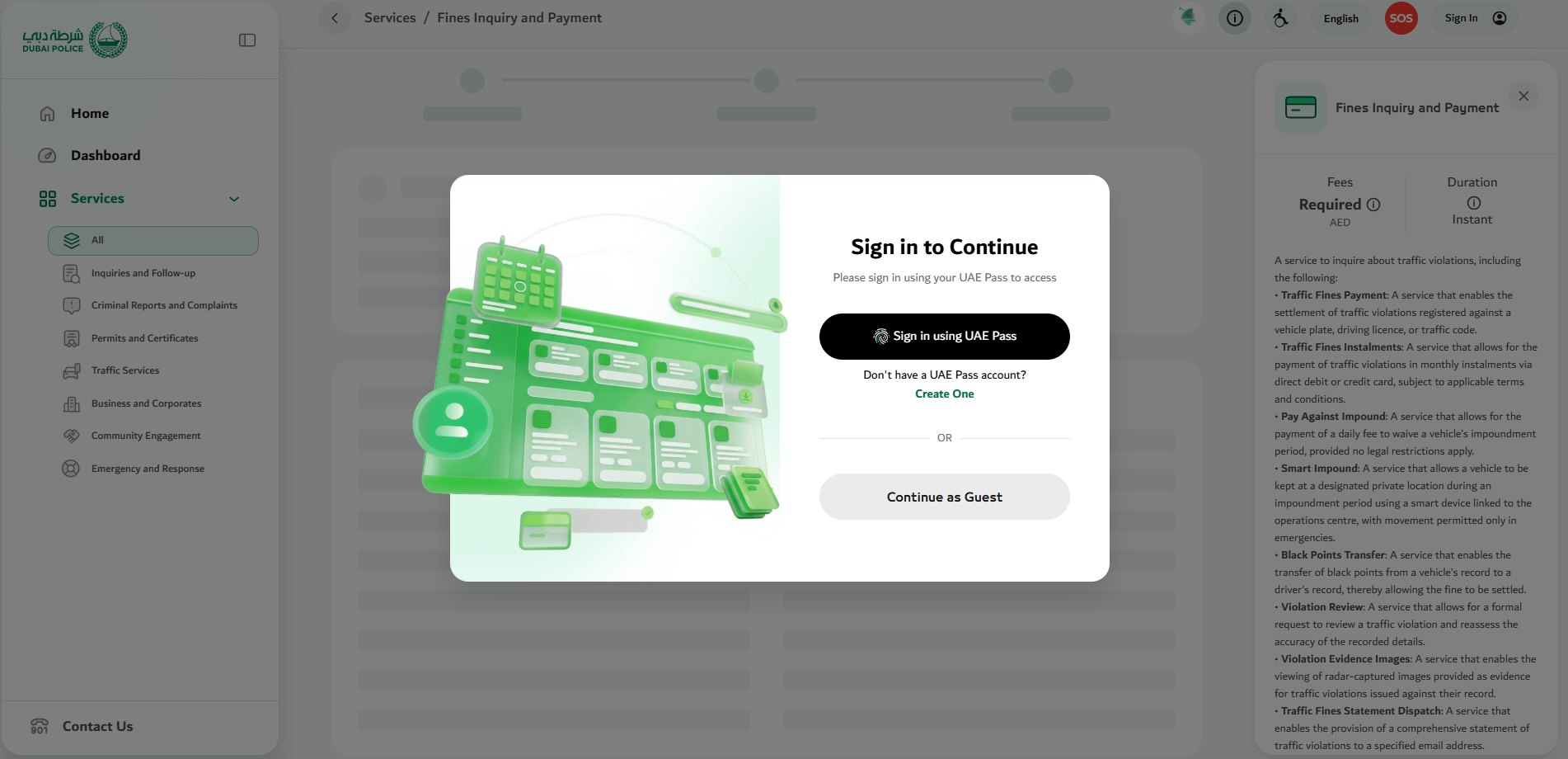 Dubai Police Fine Check via Website / App